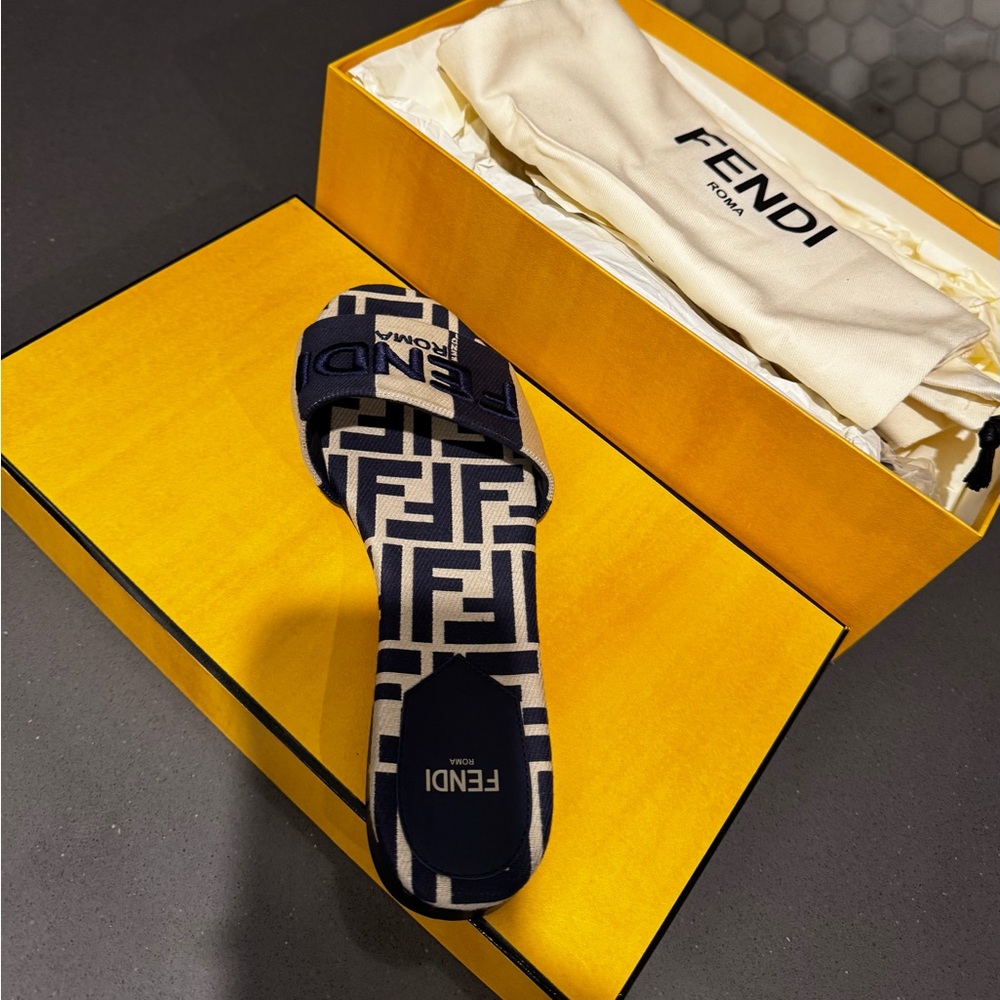 Fendi Signature Striped Slides